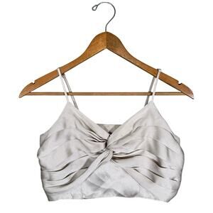 Express Champagne Satin Twist Front Cami Crop Top XS